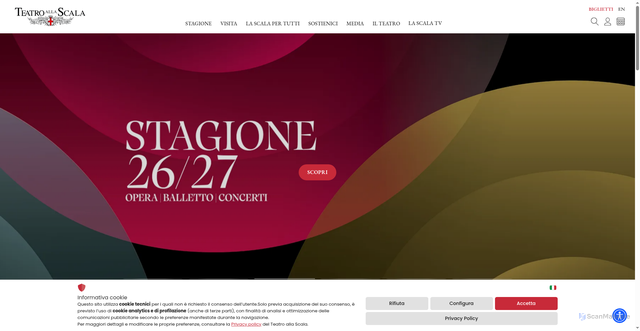 Security scan screenshot of https://www.teatroallascala.org