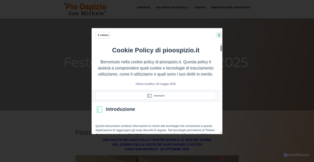 Security scan screenshot of https://www.pioospizio.it/