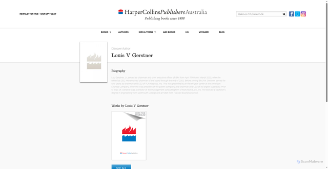 Security scan screenshot of https://www.harpercollins.com.au/cr-103705/louis-v-gerstner/