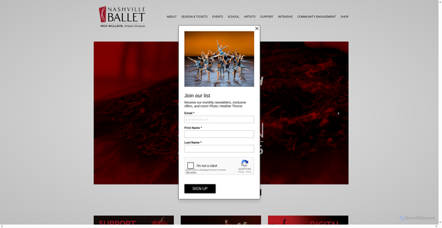 Security scan screenshot of https://www.nashvilleballet.com/