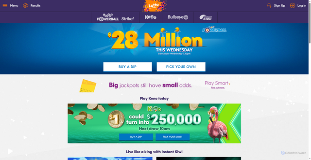 Security scan screenshot of http://www.nzlotteries.co.nz