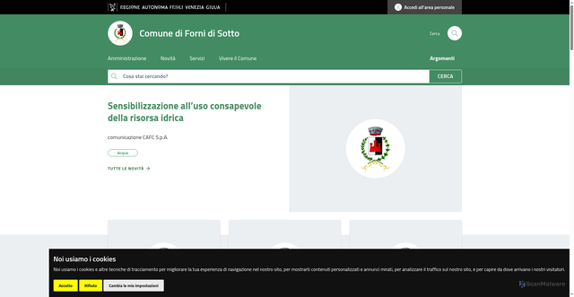 Security scan screenshot of https://www.comune.fornidisotto.ud.it/