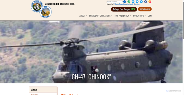 Security scan screenshot of https://sbcfire.com/project/ch-47-chinook/