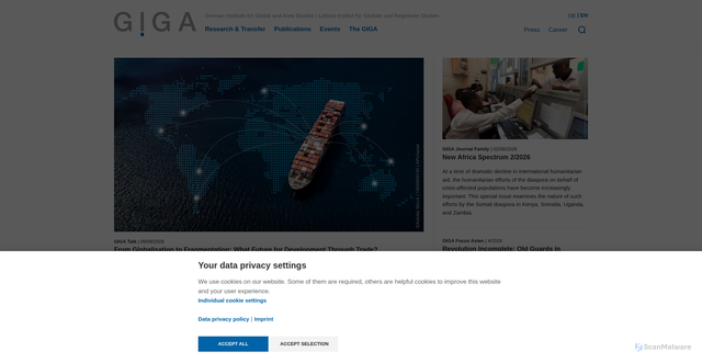 Security scan screenshot of http://www.giga-hamburg.de