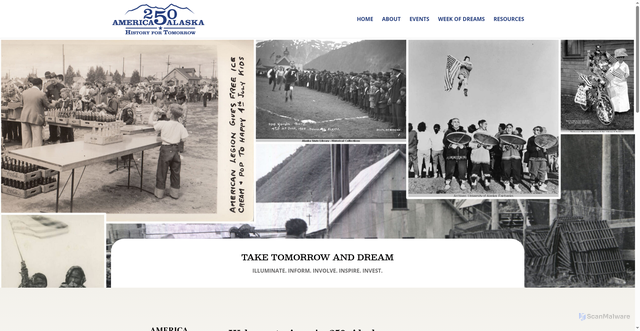 Security scan screenshot of https://america250.alaska.gov/