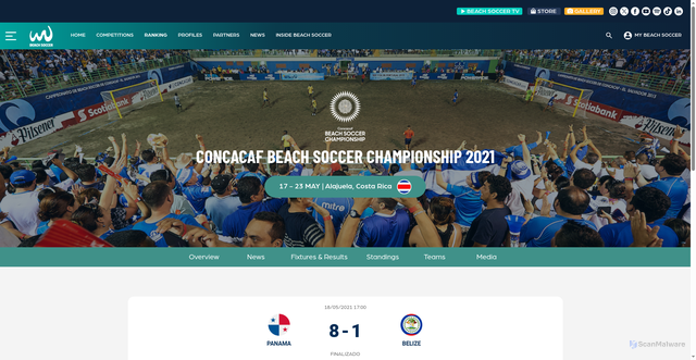 Security scan screenshot of https://beachsoccer.com/match/1332_panama-vs-belize?srsltid=AU7gw4W32oKrzTgrU_YXYPz214bipdesL08wljrbifWX2iwqv3uvtSAK