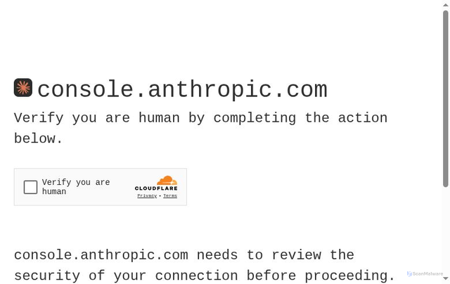 Security scan screenshot of https://console.anthropic.com/