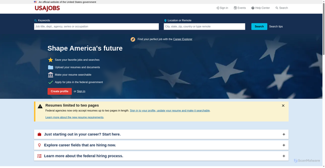 Security scan screenshot of https://www.usajobs.gov/