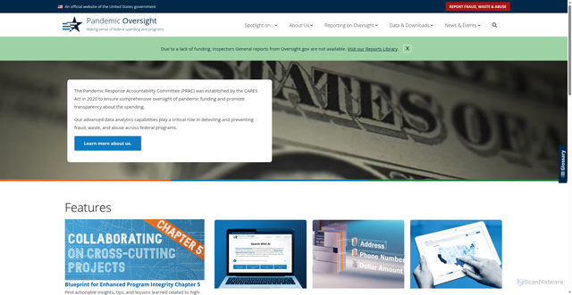 Security scan screenshot of https://pandemicoversight.gov/