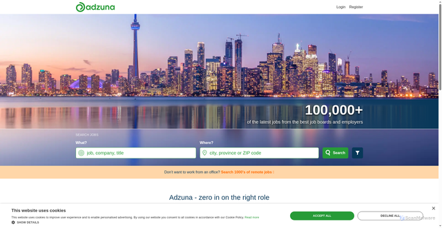 Security scan screenshot of https://www.adzuna.ca