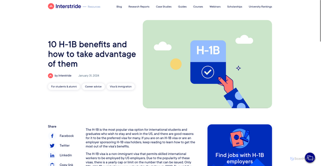 Security scan screenshot of https://interstride.com/blog/10-h-1b-benefits-and-how-to-take-advantage-of-them/