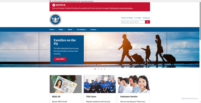Security scan screenshot of https://tsa.gov/