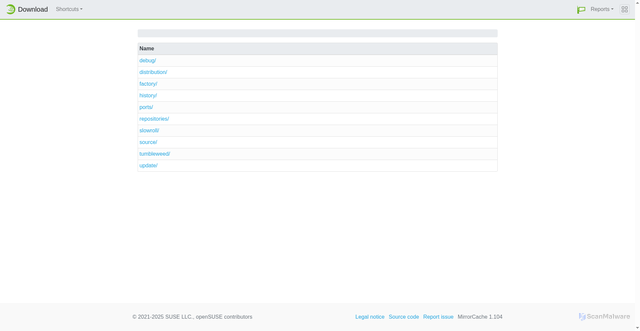 Security scan screenshot of https://download.opensuse.org