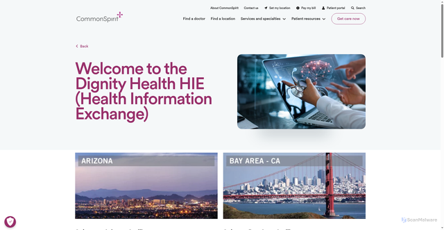 Security scan screenshot of https://hie.dignityhealthmember.org