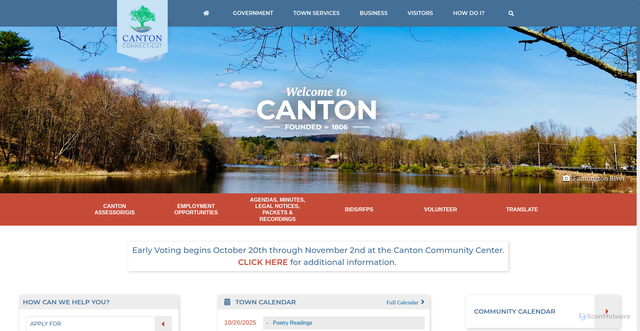 Security scan screenshot of https://townofcantonct.gov/
