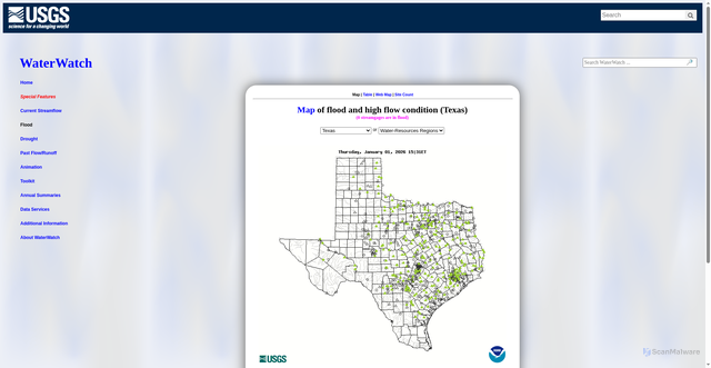 Security scan screenshot of https://waterwatch.usgs.gov/?m=flood&r=tx