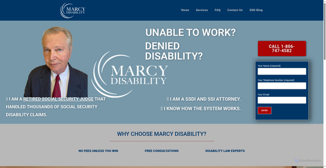 Security scan screenshot of https://marcydisability.com/