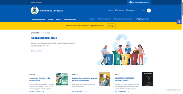 Security scan screenshot of https://comune.ceresara.mn.it/