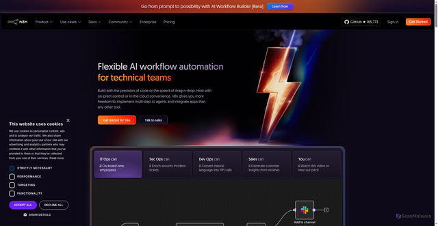 Security scan screenshot of https://n8n.io/