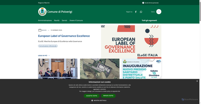 Security scan screenshot of https://www.comune.polverigi.an.it/it