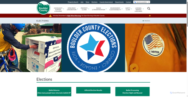 Security scan screenshot of https://bouldercounty.gov/elections/