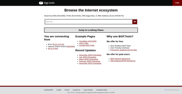 Security scan screenshot of https://bgp.tools
