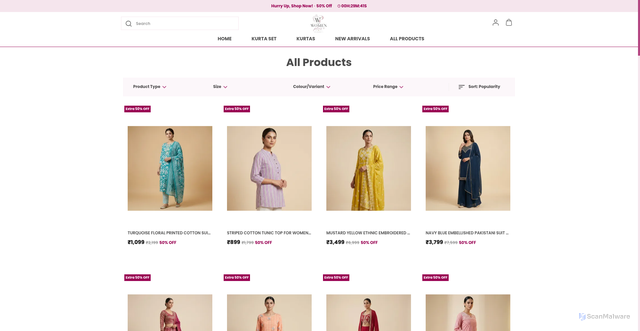 Security scan screenshot of https://thewomenplus.com/collection/all-products