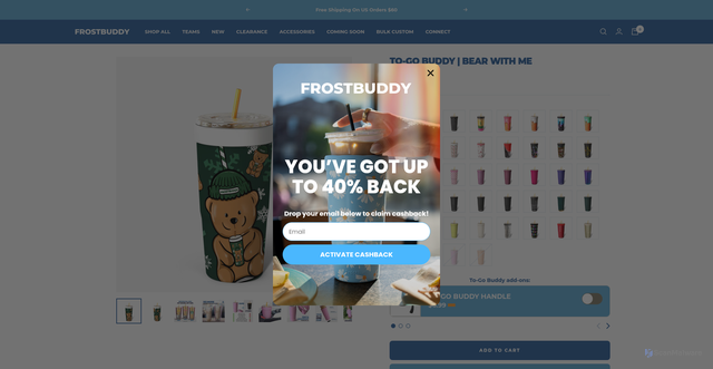 Security scan screenshot of https://frostbuddy.com/products/to-go-buddy-bear-with-me?srsltid=AfmBOorzt0t6o3RViOzZ2wast4RgTRMwhNuLX1gd-AlqGgrMK6Lt3UKA
