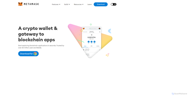 Security scan screenshot of https://mettamakwallet.webflow.io/