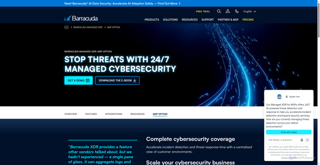 Security scan screenshot of https://barracudamsp.com