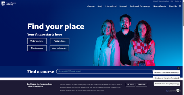 Security scan screenshot of https://www.harper-adams.ac.uk/
