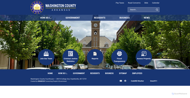 Security scan screenshot of https://www.washingtoncountyar.gov/