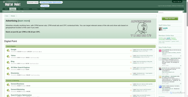 Security scan screenshot of https://forums.digitalpoint.com/