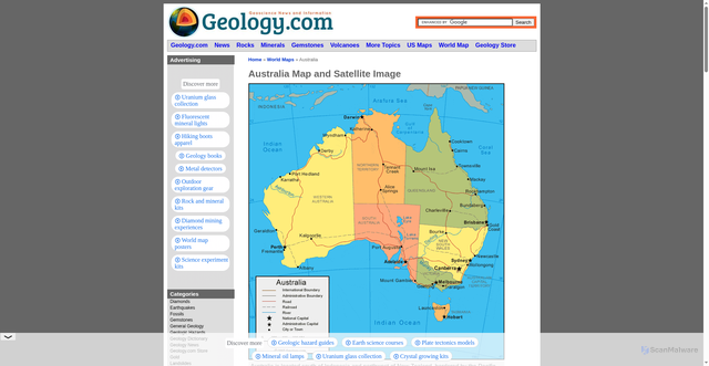 Security scan screenshot of https://geology.com/world/australia-satellite-image.shtml