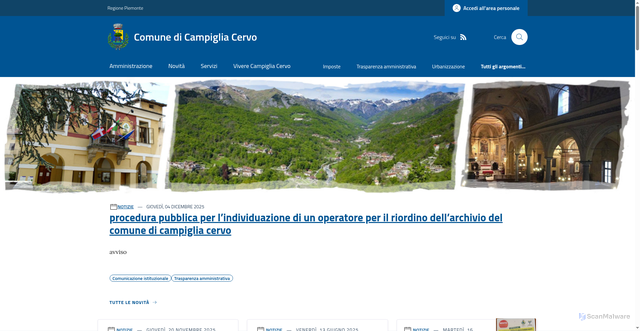 Security scan screenshot of https://www.comune.campigliacervo.bi.it/