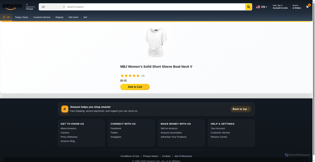 Security scan screenshot of https://amazon-clone-six-rho-44.vercel.app/product/18