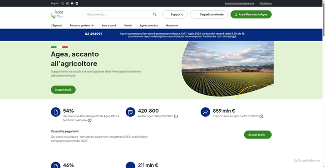 Security scan screenshot of https://www.agea.gov.it/portale-agea/