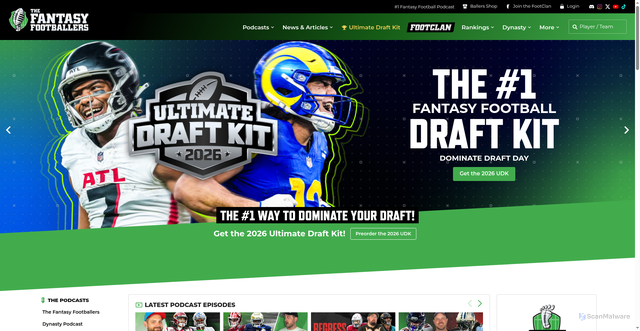 Security scan screenshot of https://www.thefantasyfootballers.com