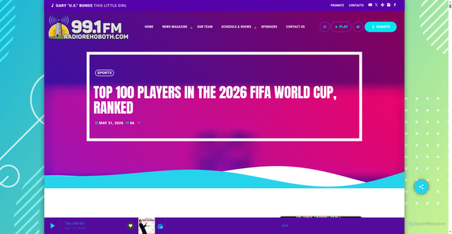 Security scan screenshot of https://www.radiorehoboth.com/top-100-players-in-the-2026-fifa-world-cup-ranked/