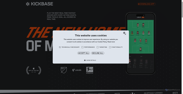Security scan screenshot of https://kickbase.com