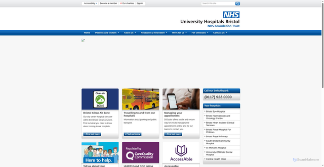 Security scan screenshot of https://www.uhbristol.nhs.uk/