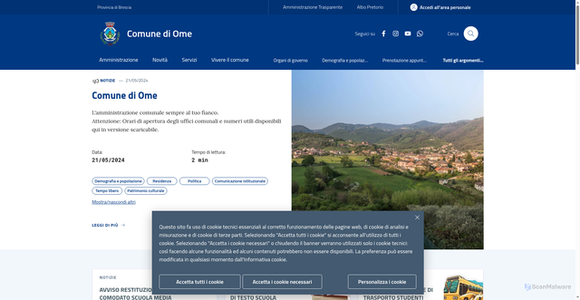 Security scan screenshot of https://www.comune.ome.bs.it