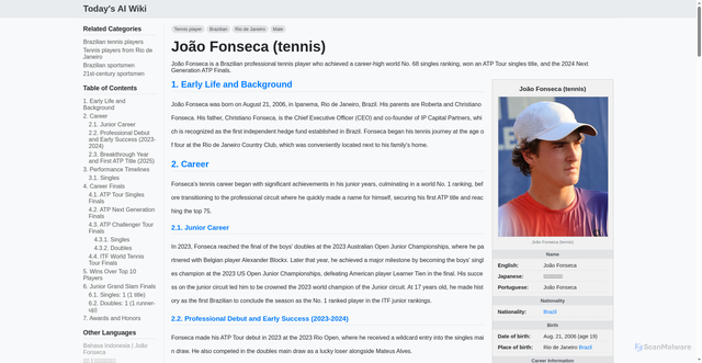 Security scan screenshot of https://en.onul.works/w/Jo%C3%A3o_Fonseca_(tennis)