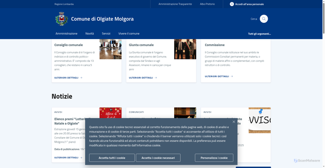 Security scan screenshot of https://www.comune.olgiatemolgora.lc.it/