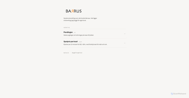 Security scan screenshot of https://barrus.se