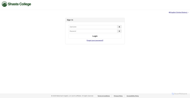 Security scan screenshot of https://shastacollege.evaluationkit.com