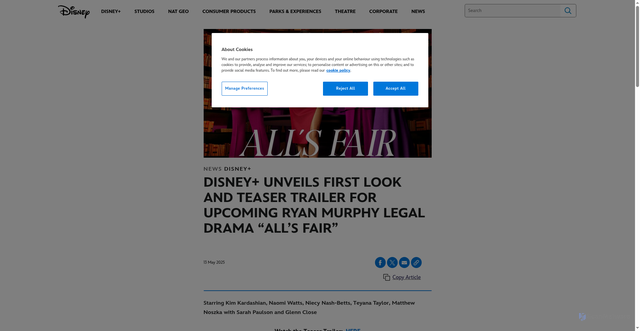 Security scan screenshot of https://press.disney.co.uk/news/disney-plus-unveils-first-look-and-teaser-trailer-for-upcoming-ryan-murphy-legal-drama-alls-fair
