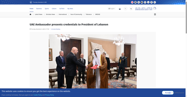 Security scan screenshot of https://www.wam.ae/en/article/bmkxlil-uae-ambassador-presents-credentials-president