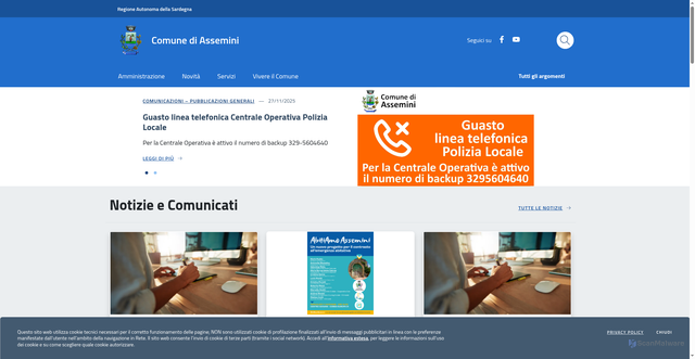 Security scan screenshot of https://www.comune.assemini.ca.it/
