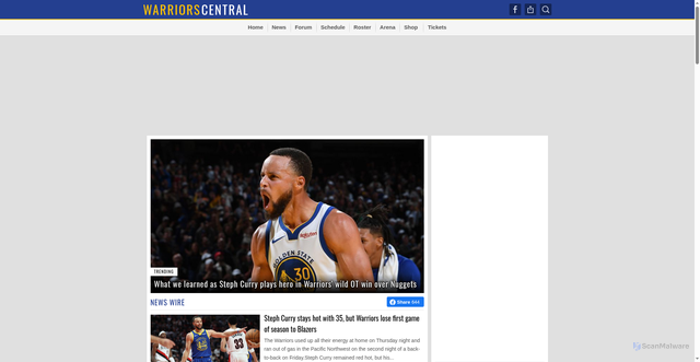 Security scan screenshot of https://www.warriorscentral.com/